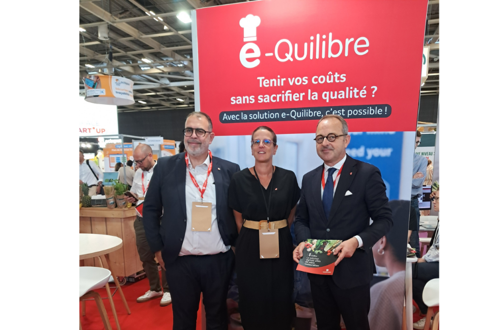 De g. à dr., Stéphane Landry, directeur marketing, Corinne Glorian, diététicienne et Yves Cebron de Lisle, dg délégué de Transgourmet